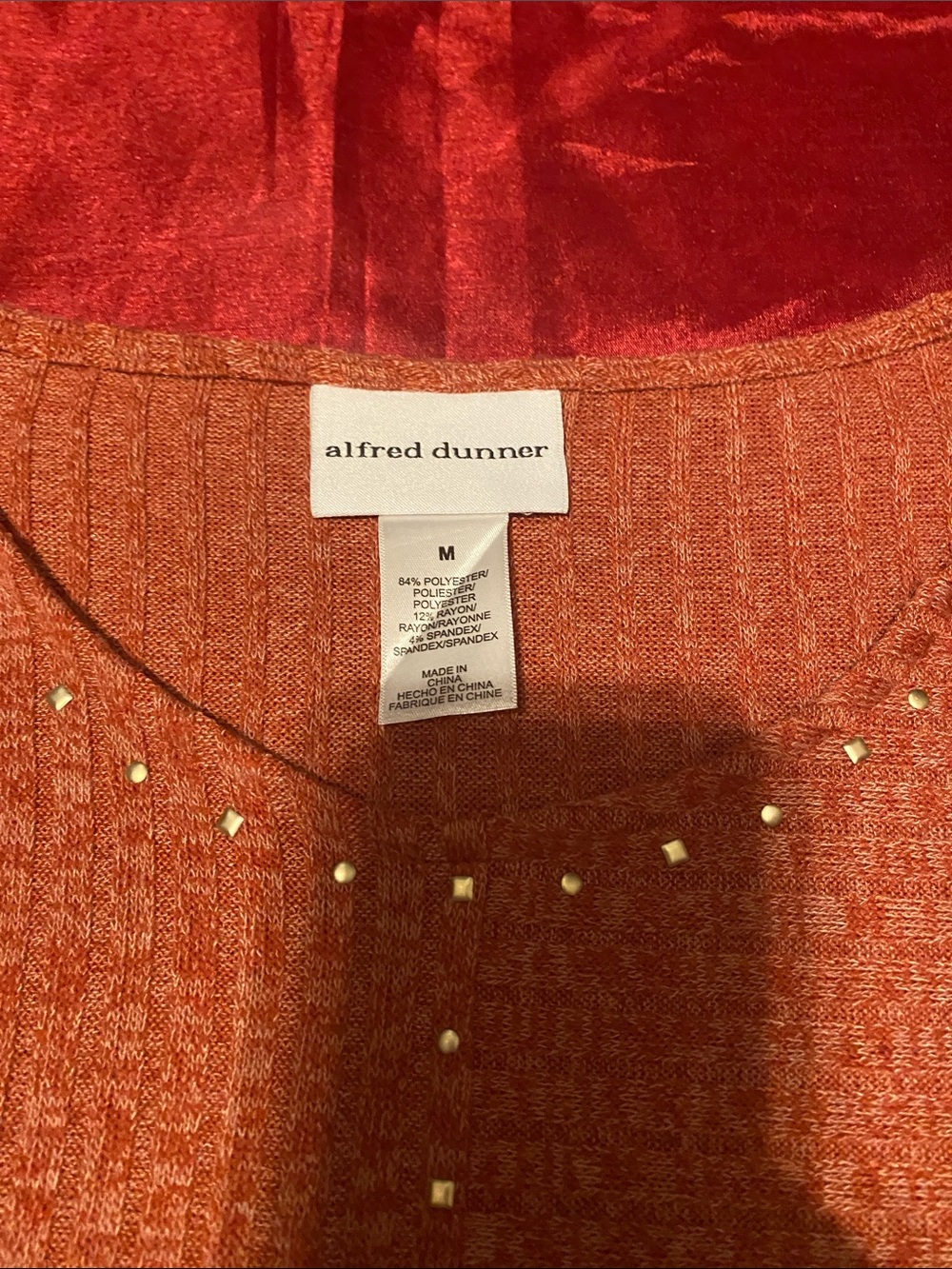 Alfred Dunner Rust Orange Stud-Trim Scoop Neck Sweater - Picture 4 of 4
